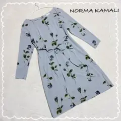 【NORMA KAMALI/ノーマカマリ】 花柄 ワンピース ひざ丈 グレー系