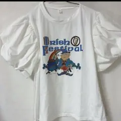 free＊白 パフスリーブ Tシャツカットソー