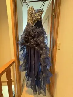 ※値下げ中【美品】キャバドレス　ネイビー×ホワイトSサイズ