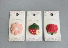 セリア　ヘアコームピン　花 いちご チューリップ　3種セット　ピン