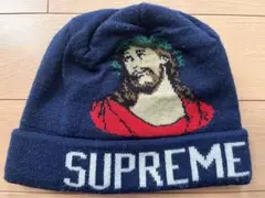 Supreme イエス・キリストデザインニット帽 ネイビー