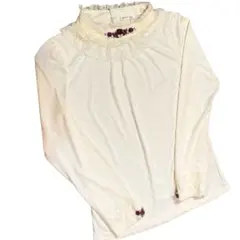 axes femme クリーム色 長袖タートルネックトップス薔薇アクシーズファム