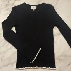 akiki 肩パール ニット 黒