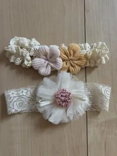 ベビー　花モチーフ ヘアバンドセット