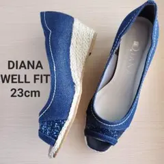 ☆新品☆DIANA デニムサンダル ウエッジソール グリッター 23cm