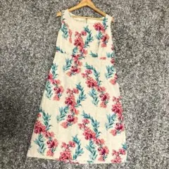 ローラアシュレイ　花柄ノースリーブ　ひざ丈ワンピース