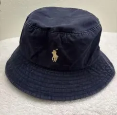 ラルフローレン帽子 キッズ53cmネイビーバゲットハットPOLO 刺繍