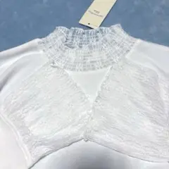 新品未使用☆オフ☆襟袖フリルカットソー☆ブラウス☆チュニック☆ブラウス襟
