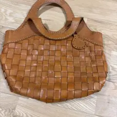 robita ロビタ メッシュレザー ハンドバッグ キャメルのサムネイル