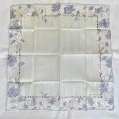 【H4】BURBERRY　大判ハンカチ　花柄　ブルー系　未使用品✨