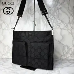031 美品 GUCCI ショルダーバッグ 斜めがけ GG柄 黒 hb3