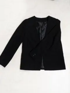 黒 ノーカラージャケット 長袖