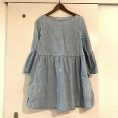デニム フレアスリーブ ひざ丈ワンピースのサムネイル