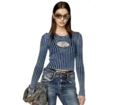美品　DIESEL ディーゼル　メタルプレート　ニットトップス 最終値下げ✨メタル ロゴ プレート ニット トップス DIESEL