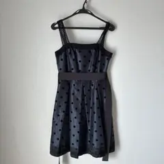 黒ドット柄サテン風スリップドレス　エメ