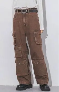JEANASIS ブラウン デニムカーゴパンツ カーゴパンツ ワークパンツ