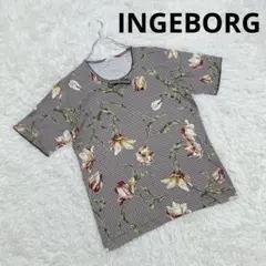 インゲボルグ(F)半袖 Tシャツ 総柄 チェック柄　花柄　派手目　リボン