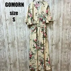【GOMORN】ボタニカル 花柄 カシュクール ロング マキシワンピース S 春
