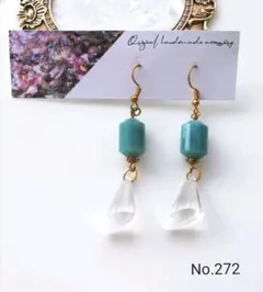 ヴィンテージビーズ×クリアチャームピアスorイヤリング♡