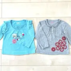 美品 オシュコシュ 長袖カットソー ロンT 90 女の子 2枚セット まとめ売りのサムネイル