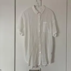 ロングシャツ　ホワイト ボタンシャツ 背面リボン付き