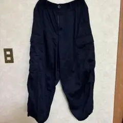 ネイビー カーゴパンツ ゴム入り裾