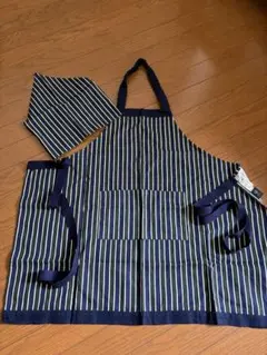 キッズ エプロン 三角巾 セット ストライプ