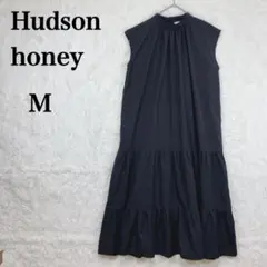 【ハドソンハニー】ブラック M ノースリーブ ティアード ロングワンピース