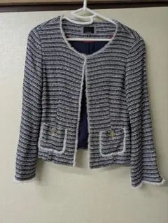 LE SOUK ノーカラージャケット 38 ネイビー系