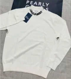 新品 パーリーゲイツ ジャックバニー ロゴハイネックニット(6)サイズLL/白