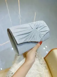 【上品】ラメ2WAY パーティーバッグ 結婚式クラッチバッグ 黒 披露宴 二次会