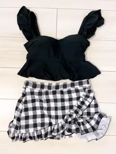 ギンガムチェック　タンキニ　水着　Mサイズ