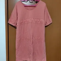 大きいサイズ 4L レースチュニック ワンピース ピンク Alpha Flat
