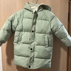 ライトグリーン フード付きダウンコート