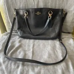 COACH ブラック レザー ショルダーバッグ