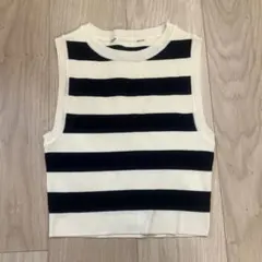 ZARA クロップド ボーダー　タンク　S