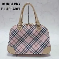 極美品✨バーバリー ブルーレーベル レザーキャンバス ミニボストン ピンク
