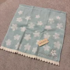 匿名 新品タグ付き JILL STUART 花柄ハンカチ 水色