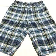 チェック柄ハーフパンツ (青・緑・白)