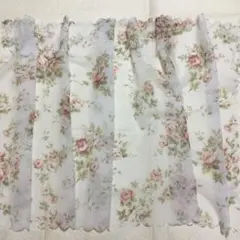 薔薇　花柄カフェカーテン（ホワイト・ピンク）73✖️147