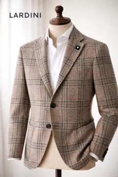 ラルディーニ LARDINI アンコン ジャケット チェック 段返り3B