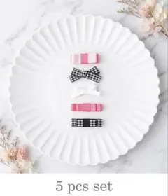 《ヘアクリップ》ベビー　ヘアアクセ　春カラー　５点セット