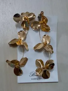 ゴールド 花 ブライダルアクセサリー ピアス
