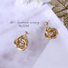 No.3268　3連フープ　シンプル　ゴールド　ピアス/イヤリング