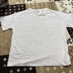 ホワイト Vネック Tシャツ Lサイズ