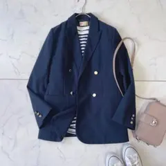 ナノユニバース 金ボタンダブルブレスト テーラードジャケット ネイビー