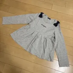 monjanjan グレー 長袖カットソー 肩リボン