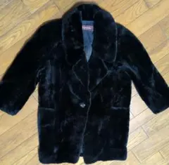 LANCEL 黒 毛皮コート（ネーム入）Lサイズ