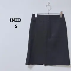イネド　スカート　ひざ丈　オフィカジ　シンプル　スリット　毛混　 薄手　日本製Sのサムネイル