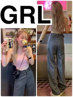 GRL センタープレスストレートパンツ